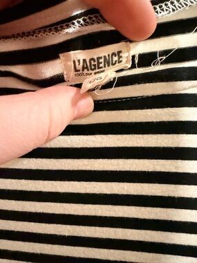 L'AGENCE Black and White Striped Tee
